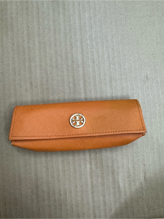 Tory Burch Handbags - Tory Burch Orange Saffiano Leather Sunglass Case with Gold Logo